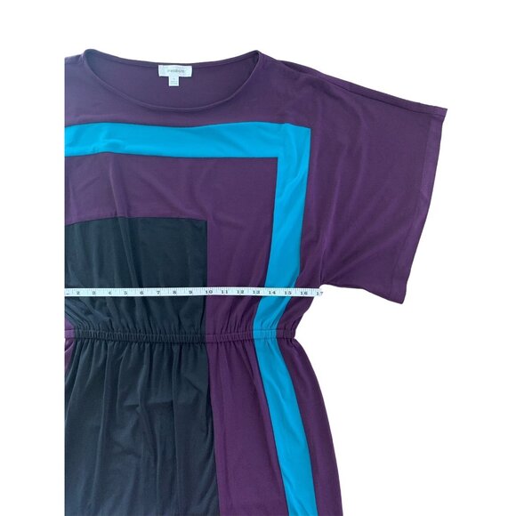 Dressbarn Womens Colorblock Geometric Print Short Sleeve Dress Size 10 Medium - Picture 6 of 11